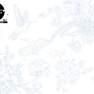 outline flowers blue