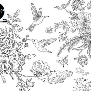 contour flowers  black